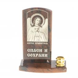 Икона с подсвечником &amp;quot;Ангел Хранитель&amp;quot; камень обсидиан