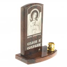 Икона с подсвечником &amp;quot;Ангел Хранитель&amp;quot; камень обсидиан