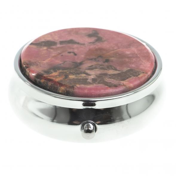 Таблетница на 3 отсека камень родонит цвет серебро 123209