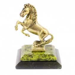 Бронзовая статуэтка "Лошадка" змеевик