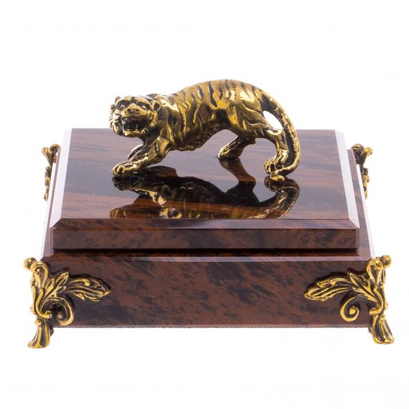 Шкатулка из обсидиана &amp;quot;Тигр&amp;quot; 12х12х6 см 124727