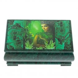 Шкатулка "Хозяйка медной горы" из змеевика 18х10х8,5 см