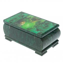 Шкатулка "Хозяйка медной горы" из змеевика 18х10х8,5 см