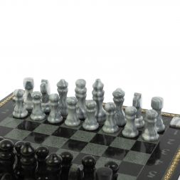Шахматы "Турнирные" с багетом змеевик гранит
