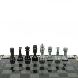 Шахматы "Турнирные" с багетом змеевик гранит