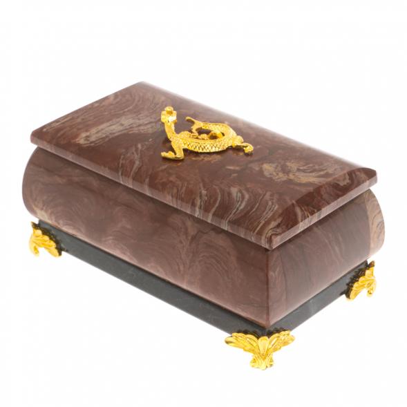 Шкатулка их лемезита с ящерицей 10,5х6х5,5 см 129855