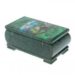 Шкатулка "Хозяйка медной горы и Данила" из змеевика 18х10х8,5 см