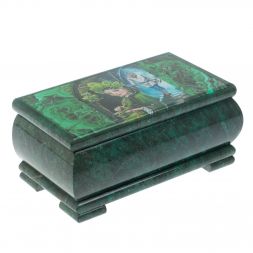 Шкатулка "Хозяйка медной горы и Данила" из змеевика 18х10х8,5 см