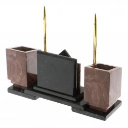 Настольный набор &amp;quot;Офисный&amp;quot; из лемезита с часами