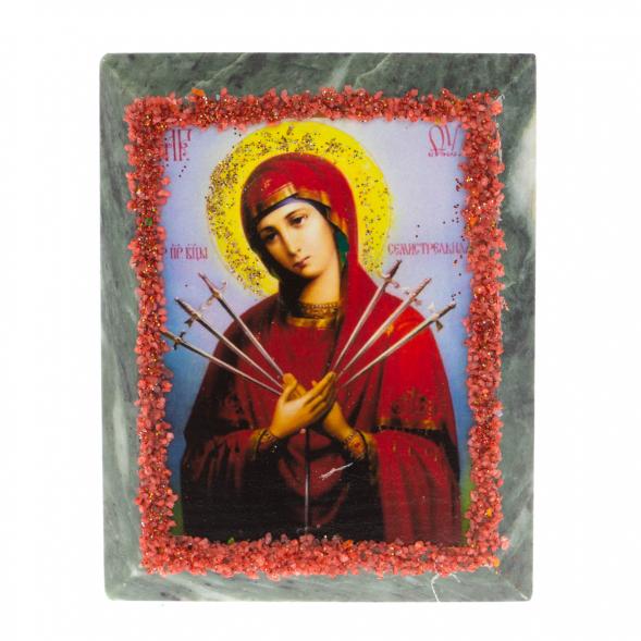 Икона настольная &amp;quot;Семистрельная&amp;quot; камень змеевик 9х7,2х3 см 121445