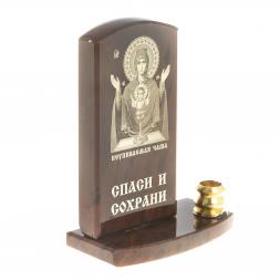 Икона с подсвечником &amp;quot;Неупиваемая чаша&amp;quot; камень обсидиан