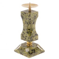 Подсвечник фигурный из светло-зеленого змеевика