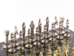 Шахматы "Ренессанс" доска 36х36 см змеевик фигуры цвет золото / серебро