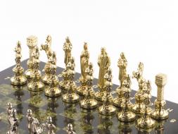Шахматы "Ренессанс" доска 36х36 см змеевик фигуры цвет золото / серебро