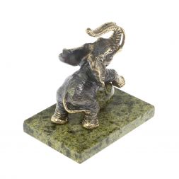 Статуэтка "Слон с шаром цирк" бронза змеевик