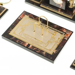 Настольный набор из камня яшма &amp;quot;Георгий Победоносец&amp;quot;