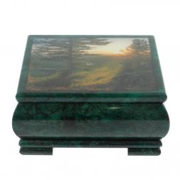 Шкатулка "Закат" из змеевика 18х18х8 см