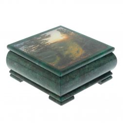 Шкатулка "Закат" из змеевика 18х18х8 см