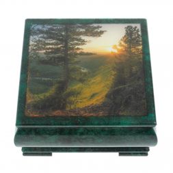 Шкатулка "Закат" из змеевика 18х18х8 см