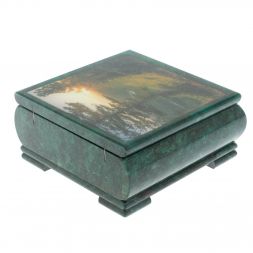 Шкатулка "Закат" из змеевика 18х18х8 см