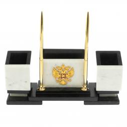 Настольный набор "Офисный" с гербом РФ из мрамора
