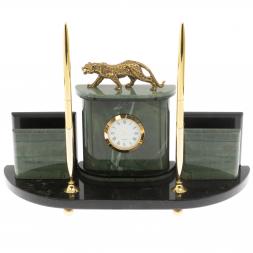 Настольный прибор &amp;quot;Гепард&amp;quot; из зеленого офиокальцита