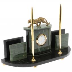 Настольный прибор &amp;quot;Гепард&amp;quot; из зеленого офиокальцита