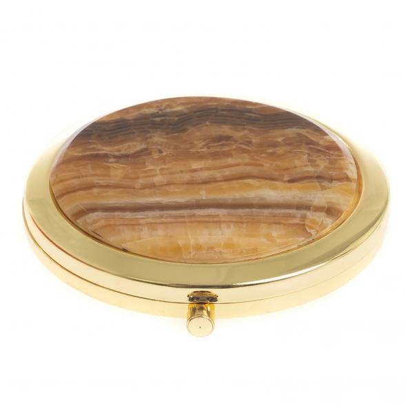 Зеркало круглое из камня оникс цвет золото 122786