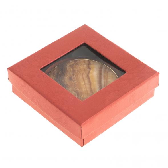 Зеркало круглое из камня оникс цвет золото 122786