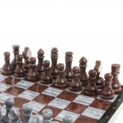 Шахматы из камня "Традиционные" доска 40х40 см серый мрамор лемезит