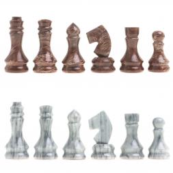 Шахматы из камня "Традиционные" доска 40х40 см серый мрамор лемезит