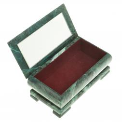 Шкатулка с иллюстрацией &amp;quot;Лебеди на закате&amp;quot; камень змеевик 17,5х9,5х7,5 см