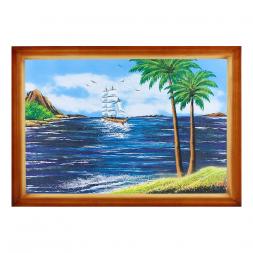 Картина "Морской пейзаж с пальмами" багет 46х66 см, каменная крошка