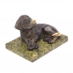 Статуэтка из бронзы &amp;quot;Гончая лежит&amp;quot; змееевик 8,5х6х5,5 см