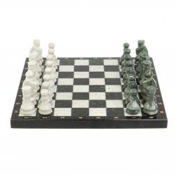 Каменные шахматы "Традиционные" доска 40х40 см мрамор шабовский змеевик