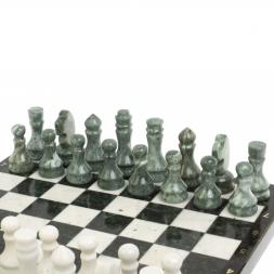 Каменные шахматы "Традиционные" доска 40х40 см мрамор шабовский змеевик