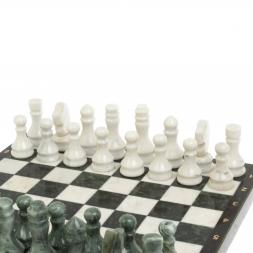 Каменные шахматы "Традиционные" доска 40х40 см мрамор шабовский змеевик