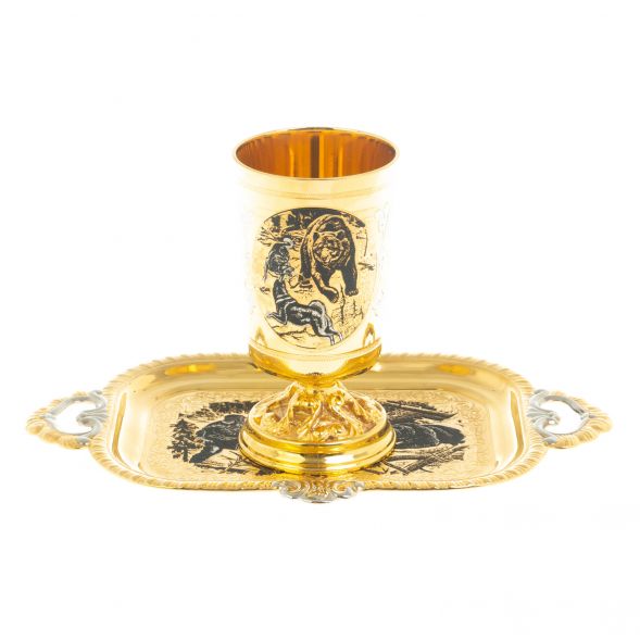 Набор &amp;quot;Охота&amp;quot; стакан на подносе 130 мл Златоуст 128097