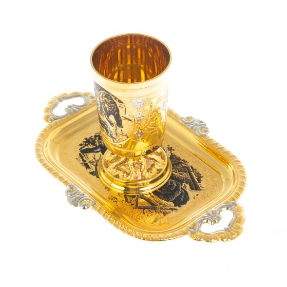 Набор &amp;quot;Охота&amp;quot; стакан на подносе 130 мл Златоуст 128097