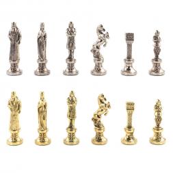 Шахматы "Ренессанс" доска 36х36 см лемезит змеевик фигуры цвет золото / серебро