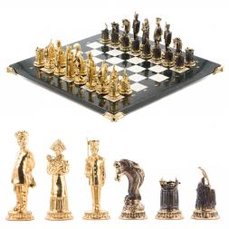 Подарочные шахматы &amp;quot;Деревенские&amp;quot; бронзовые, доска каменная 40х40 см