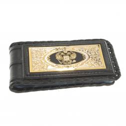 Визитница &amp;quot;Держава&amp;quot; из натуральной кожи с гравюрой Златоуст