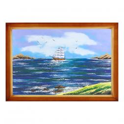 Картина "Парусник" багет 46х66 см, каменная крошка