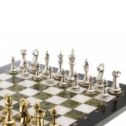 Шахматы турнирные &amp;quot;Стаунтон&amp;quot; доска 40х40 см мрамор змеевик