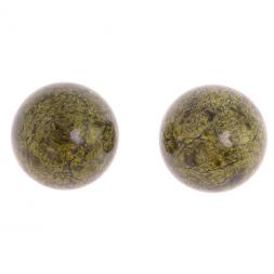 Шары для массажа 4 см из светло-зеленого змеевика 2 шт