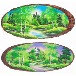 Панно на срезе дерева &amp;quot;Лето&amp;quot; горизонтальное 60-65 см каменная крошка