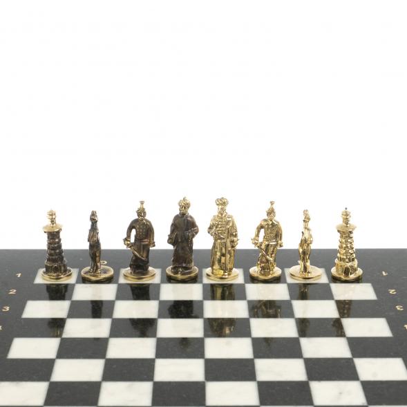 Шахматы бронзовые &amp;quot;Турецкие&amp;quot; доска 32х32 см мрамор змеевик 127554
