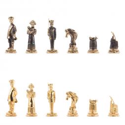 Шахматы подарочные "Деревенские" фигуры бронза, доска камень 40х40 см