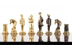 Шахматы подарочные "Деревенские" фигуры бронза, доска камень 40х40 см