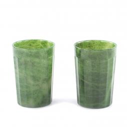 Гранёный стакан из камня нефрит 220 мл 7х7х10 см